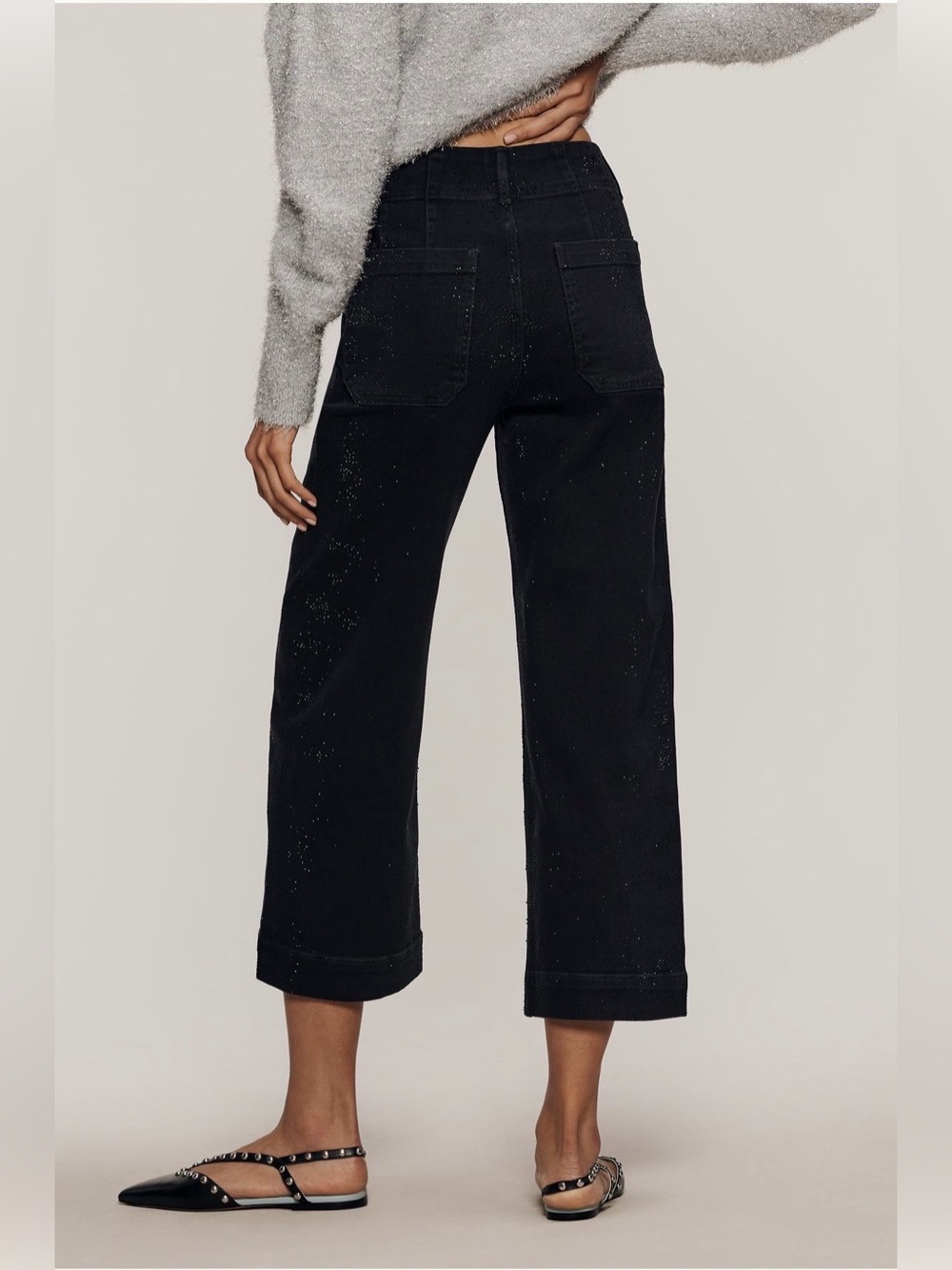 Maeve Colette Sparkle High-Rise Wide-Leg Cropped Jeans - Picture 4 of 16